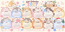 2027 Cat Calendar Desk Mat Mouse Pad | 2 Sizes | Cute Kawaii Planner Art. picture