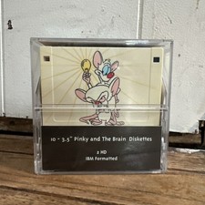 VTG WB Store Pinky & The Brain 3.5” Floppy Diskettes Disk Set 10 MIB Sealed 1998 picture