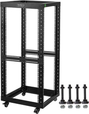 25U Open Frame Server Rack with Wheels- Heavy Duty 4 Post Quick Assembly 19-Inch picture