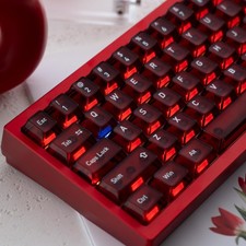 Red Frosted Translucent Keycaps Set Crystal Clear 115 Keys Cherry Profile picture