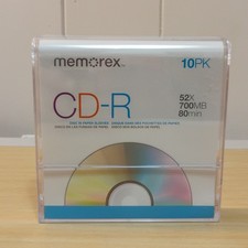 Memorex CD-R 10 pk 52x 700 mbps 80 minute blank CD with Cases NEW  picture