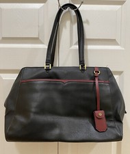 Large Black Vegan Leather Laptop Bag Tutilo New York Computer Satchel Padded Zip picture