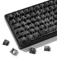 118 Keys Double Shot PBT Keycaps Set - Black Topographic Shine Through picture