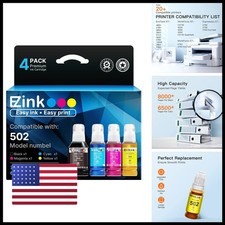 E-Z Ink 502 High Yield Ink Refill for Epson ET-4760 ET-3760 (4 Pack) picture