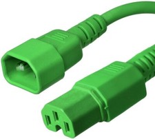 5 PACK LOT 1ft IEC C14 - C15 Green Power Cord 14AWG 15A/1875W 100-250V 0.3M picture