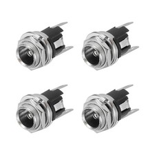 4pcs DC5521 Power Jack 30V 0.5A 10.8x10.8x21.2mm 3 Pin with Nut Washer Silver picture