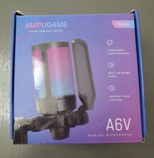 FIFINE USB Pink Gaming Microphone Kit Plug & Play PC AmpliGame A6T RGB Streaming picture