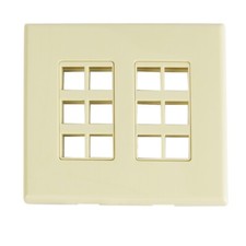 *OPEN BOX* Construct Pro™ 12-Port Keystone Wall Plate with Screwless Face, Ivory picture