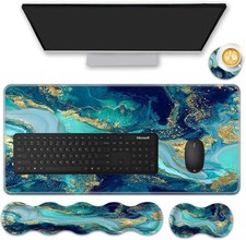 Mouse Pad Set 31.5x11.8 in Desk Keyboard Wrist Rest Support Coaster for Office picture