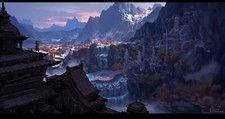 Landscape fantasy art waterfall Custom Gaming Mat Desk picture