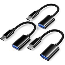 USB C to 3.0 Adapter [3 Pack], C Male Female OTG Cable black picture