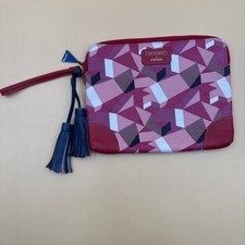 Rare Fossil Eley Kishimoto Leather Zippered Tablet Case 10.25”x8” Wristlet EUC picture