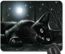 Schoolsupplies Black Cat in Moonlight Mouse Pad, Mousepad (Cats Mouse Pad) picture