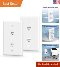 Elegant 2-Port Ethernet Wall Plate - Flame-Retardant & Polished Finish 2-Pack picture