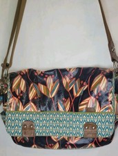 FOSSIL Key-per Coated Canvas Floral Multi-Color Travel Crossbody Laptop Bag picture