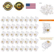 Uxcell Telephone Modular Plug Male RJ9/RJ10/RJ22 Connectors, Copper Core 4P4C picture