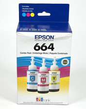 Epson 664 EcoTank Color Ink Cyan Magenta Yellow 3 Bottles Combo Pack 05/2019 picture