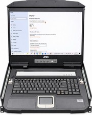 ATEN CL3800NW 18.5” Full HD Dual Rail LCD KVM Console HDMI DVI VGA Tested OBO picture