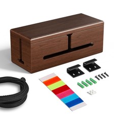 Large Cable Management Box - Stylish Wire Organizer & Concealer, Brown Storage S picture