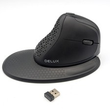 Delux M618XSD Seeker Wireless Ergonomic Mouse Bluetooth w/ USB Dongle Tested picture