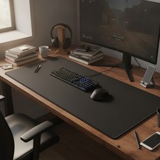 Extra Large Black Gaming Desk Mat 31.5” x 11.8” - Non-Slip Surface & Easy Clean picture