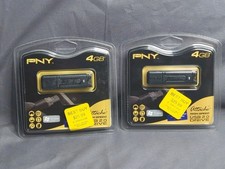 PNY 4GB USB Flash Drive Classic Attache Black New Sealed Lot Of 2 Bundle  picture