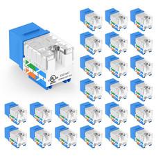 UL Listed Cat6 Keystone Jacks 10Gbps 25-Pack, Blue picture