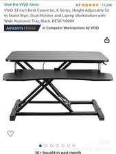 Vivo DESK-V000K  Adjustable Standing Desk Converter - Black picture