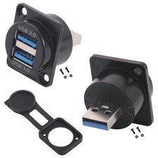 PENGLIN 2PCS Dual USB 3.0 Male to Female Panel Mount Connector picture