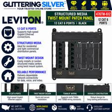 Leviton 476TM-612 Twist Mount Patch Panel 12-Port Cat6 Structured Media Black picture