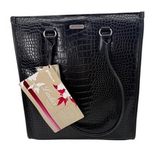 New Targus Ladies Notebook Case Black Faux Crocodile Laptop Tote Bag 15 Inch NWT picture