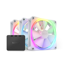 NZXT F120 RGB 120mm White Triple Pack 3-Pack Fans + Controller RF-R12TF-W1 picture