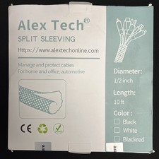 Alex Tech Split Sleeving Cable Protector 10ft - Black - New 1/2 Inch picture