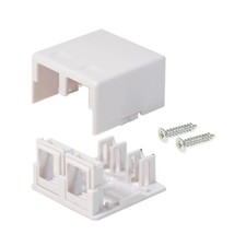 100 Pack Surface Mount Box 2 Port Double Hole Keystone Jack Cat5e/Cat6 White picture