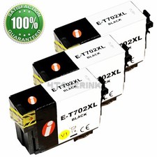 3pk 702XL Black Ink Cartridges for Epson 702 Workforce WF-3720 WF-3730 WF-3733 picture