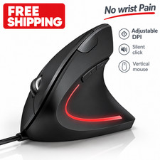 Wired Ergonomic Vertical Mouse, Adjustable DPI, Silent Click, 5FT Cord, Black picture