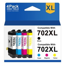 4PCS 702XL T702XL Ink Cartridges For Epson WorkForce Pro WF-3720 WF-3730 WF-3733 picture