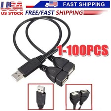 USB 2.0 A Male To Dual USB Female Jack Splitter Hub Power Cord Adapter Cable Lot picture