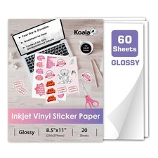 Koala Printable Vinyl Sticker Paper Glossy Waterproof  Inkjet Printer 60 Sheets picture