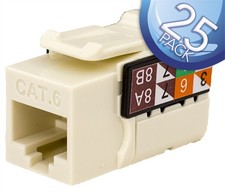 Vertical Cable CAT6 RJ45 Keystone Jack Network Connector - Almond - 25 Pack picture