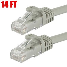 14FT CAT5E RJ45 Ethernet LAN Network Cable UTP Copper Wrie Gold 24AWG Gray picture
