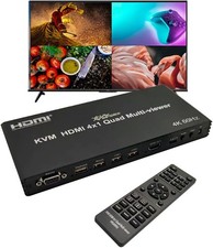 4K 60Hz HDMI Quad Monitor Switch KVM USB PIP Seamless 4x1 Viewer HDMI 2.0 picture