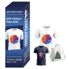 US Stock QOMOLANGMA 11.8in x 32.8ft DTF Glitter+ Film Roll, Cold Peel picture