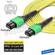 MPO16 APC Female to MPO16 APC Female 16 Core SM OS2 Fiber Optic Patch Cord DR8 picture