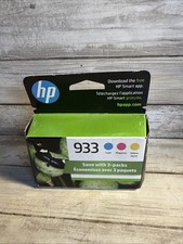 New Genuine HP 933 Cyan Magenta Yellow Ink Cartridges 3 Pack Exp March 2025 picture
