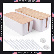 Cable Management Box Set with 2 Wooden-Style Organizers and Accessories picture