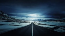 Landscape nature road dark sky winter asphalt nordic s Custom Gaming Mat Desk picture