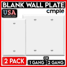 Blank Wall Plate White Single Dual Gang Standard Size No Device Faceplate 2 PACK picture