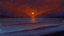 Landscape  art sea sunset painting Custom Gaming Mat Desk picture