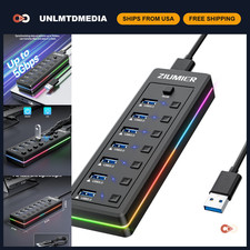 7-Port USB Hub with RGB LED Strip, USB Splitter for PC & Gaming Accessories picture
